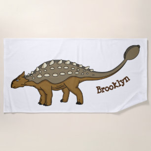 Ankylosaurus armoured dinosaur illustration beach towel