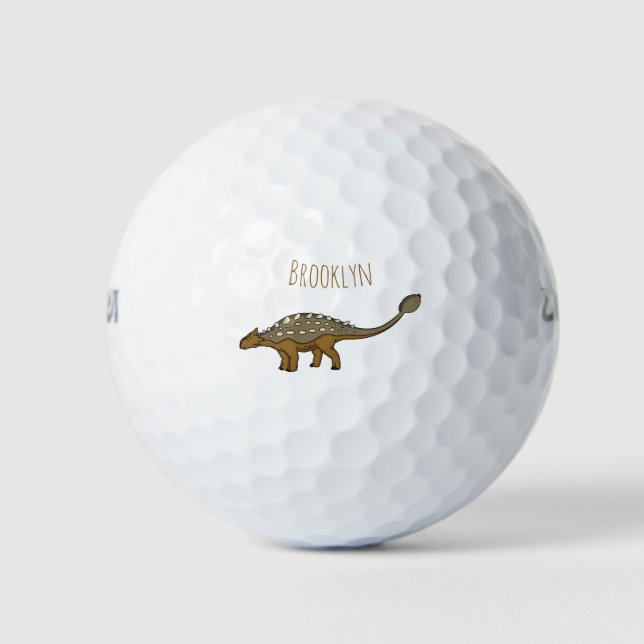 Ankylosaurus armoured dinosaur illustration golf balls (Front)