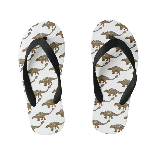 Ankylosaurus armoured dinosaur illustration kid's flip flops (Footbed)