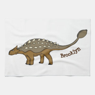 Ankylosaurus armoured dinosaur illustration kitchen towel