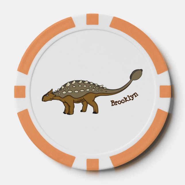 Ankylosaurus armoured dinosaur illustration poker chips (Front)