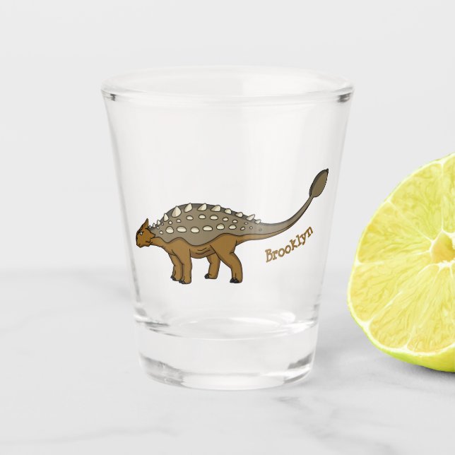 Ankylosaurus armoured dinosaur illustration shot glass (Front)