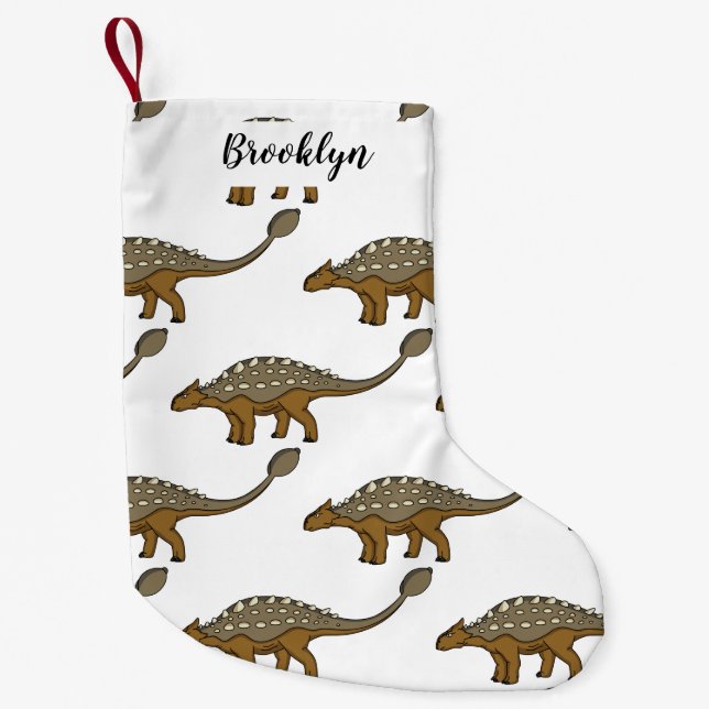 Ankylosaurus armoured dinosaur illustration  small christmas stocking (Front)
