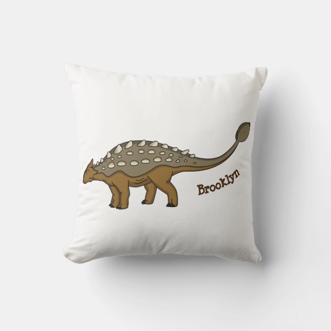 Ankylosaurus armoured dinosaur illustration throw pillow (Front)