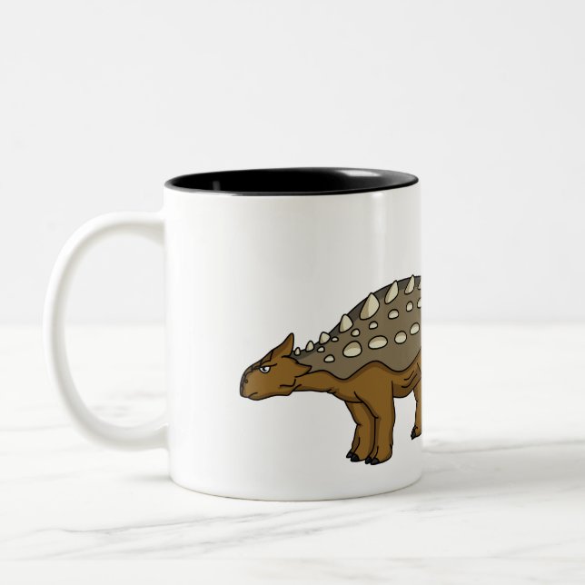Ankylosaurus armoured dinosaur illustration Two-Tone coffee mug (Left)