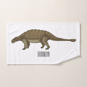 Ankylosaurus cartoon illustration bath towel set