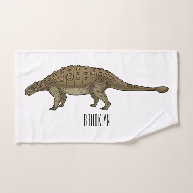 Ankylosaurus cartoon illustration  bath towel set (Hand Towel)