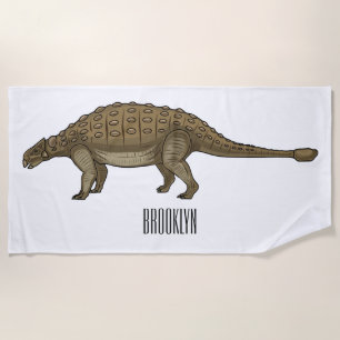 Ankylosaurus cartoon illustration  beach towel
