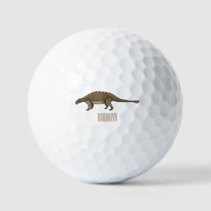 Ankylosaurus cartoon illustration  golf balls