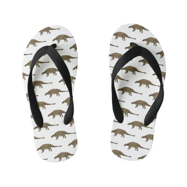 Ankylosaurus cartoon illustration  kid's flip flops (Footbed)