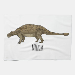 Ankylosaurus cartoon illustration  kitchen towel