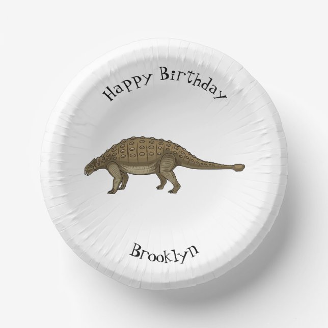 Ankylosaurus cartoon illustration paper plate (Front)