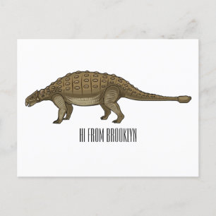 Ankylosaurus cartoon illustration postcard
