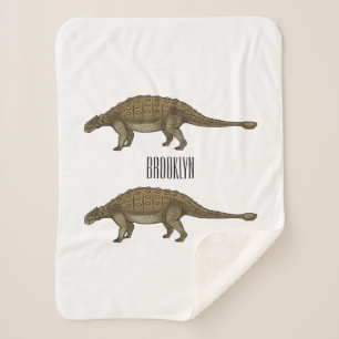 Ankylosaurus cartoon illustration sherpa blanket