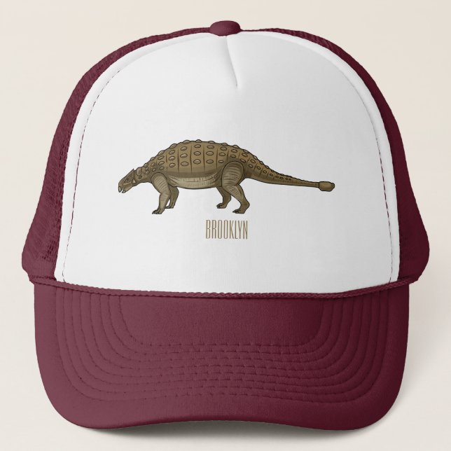Ankylosaurus cartoon illustration  trucker hat (Front)