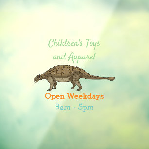 Ankylosaurus cartoon illustration window cling