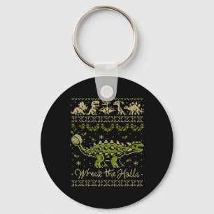 Ankylosaurus Dinosaur Christmas Sweater  Keychain