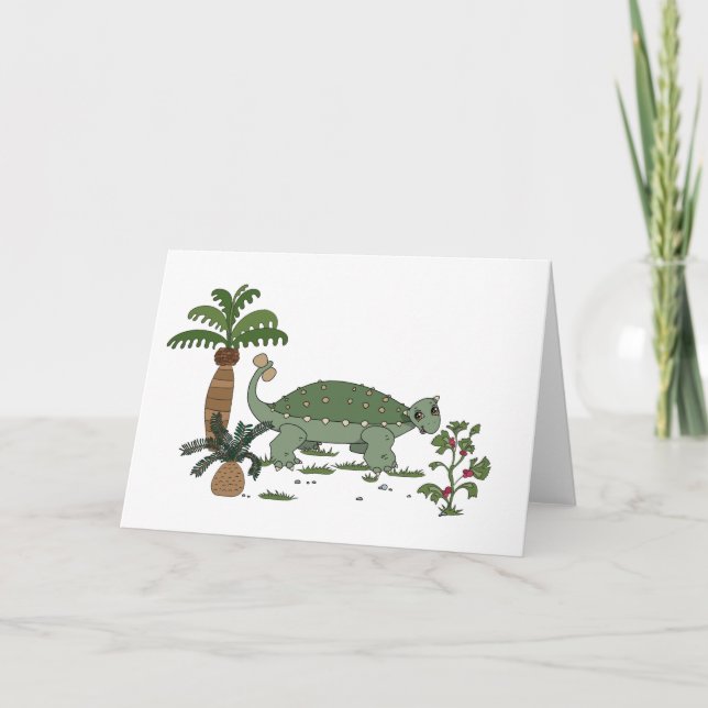 Ankylosaurus Dinosaur Holiday Card (Front)