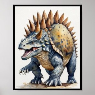 Ankylosaurus Dinosaur Watercolor painting Poster