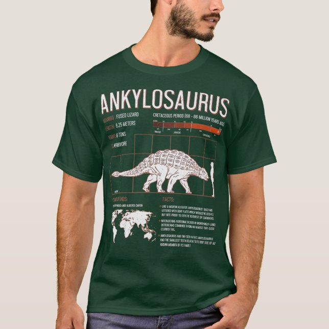 Ankylosaurus T Shirt - Adult Kids Dinosaur Shirt (Front)
