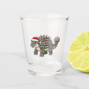 Ankylosaurus Wrapped in Christmas Lights Shot Glass