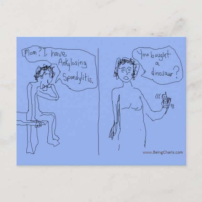 Ankylosing Spondylitis Announcement Comic postcard (Front)