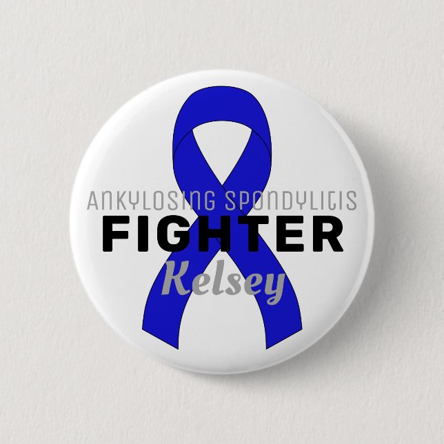 Ankylosing Spondylitis Ribbon White Button (Front)