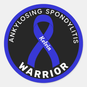 Ankylosing Spondylitis Warrior Ribbon Black Classic Round Sticker