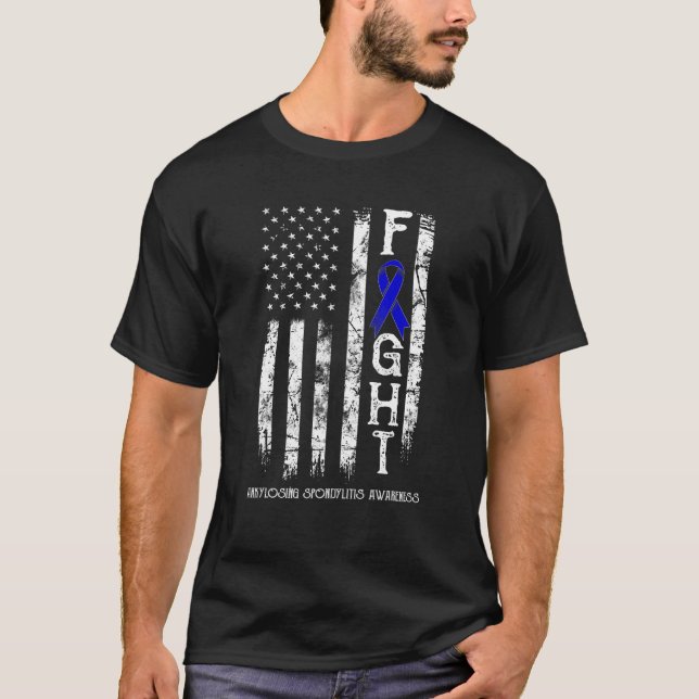 Ankylosing Spondylitis Warrior US Flag T-Shirt (Front)