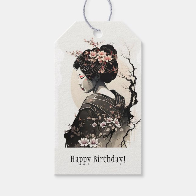 Anmutige japanische Geisha -  Gift Tags (Front)