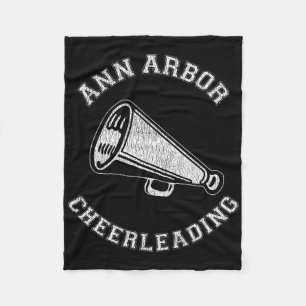 Ann Arbor Cheer Distressed Retro 90's Cheerleader Fleece Blanket