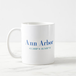Ann Arbor Classic Mug with GPS Coordinates