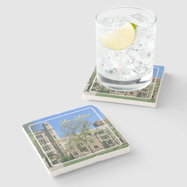 Ann Arbor Michigan Colourful Quad Foliage Stone Coaster (Side)