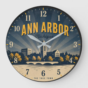 Ann Arbor Michigan Historic College Town Large Clock