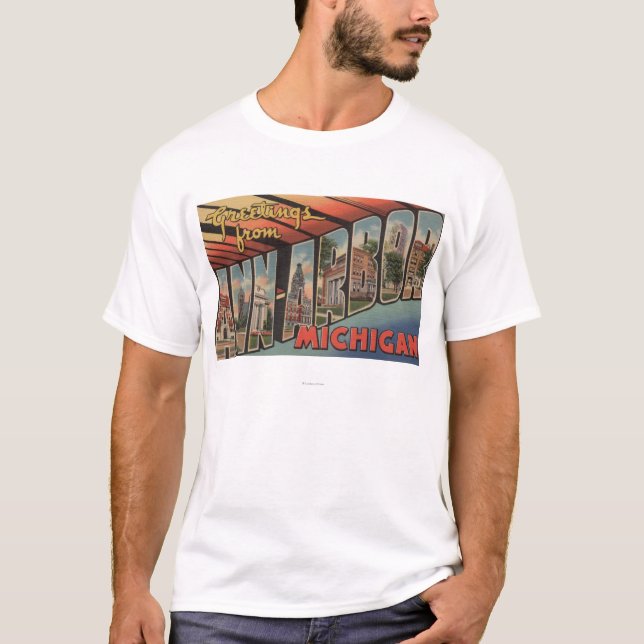 Ann Arbor, Michigan - Large Letter Scenes T-Shirt (Front)