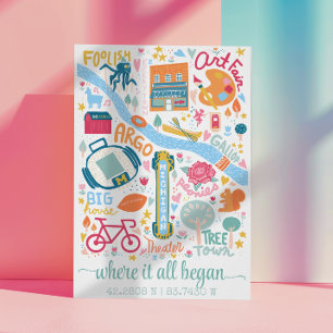 Ann Arbor Michigan Map Custom Coordinates  Poster