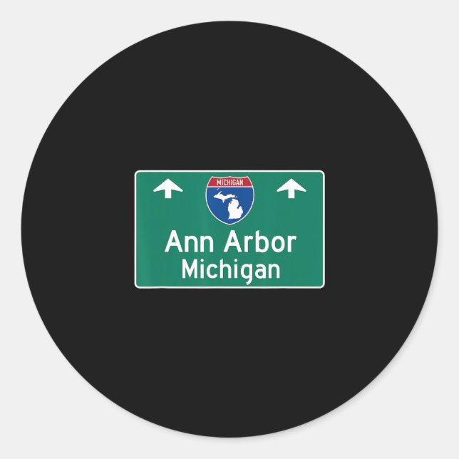 Ann Arbor Michigan Mi Interstate Highway Vacation  Classic Round Sticker (Front)