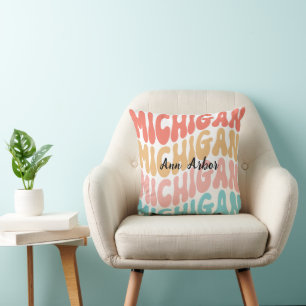 Ann Arbor, Michigan Pillow Repeating Rainbow