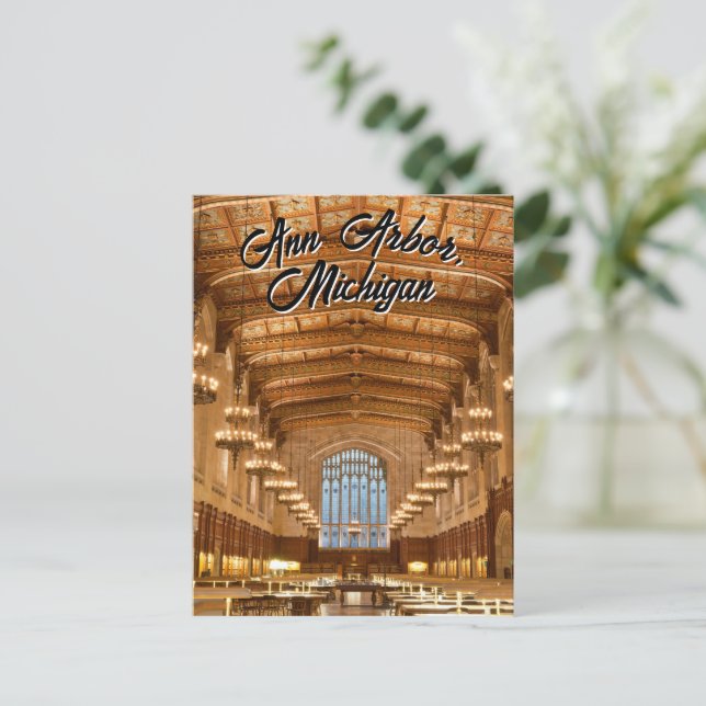 Ann Arbor, Michigan Quad Library Postcard  (Standing Front)