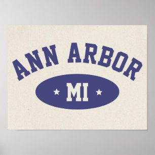 Ann Arbor, Michigan Retro College Typography Print