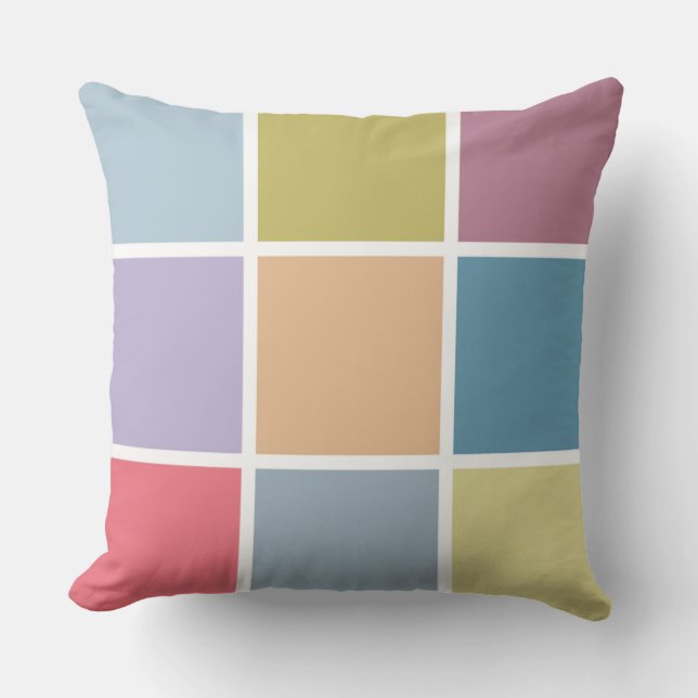 Ann Arbor Pastel Chalk Squares Throw Pillow (Front)