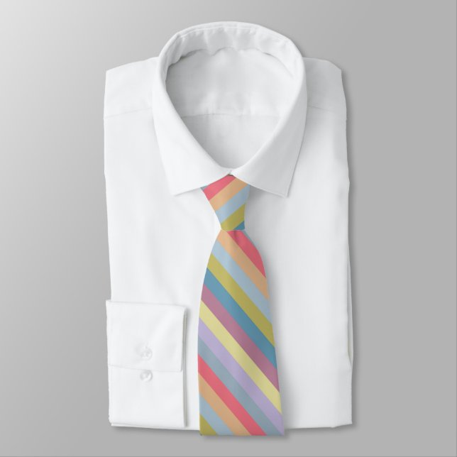 Ann Arbor Pastel Chalk Stripes Tie (Tied)