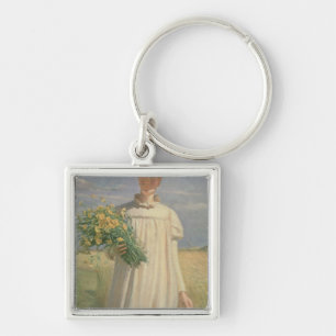 Anna Ancher returning from Flower Picking, 1902 Keychain