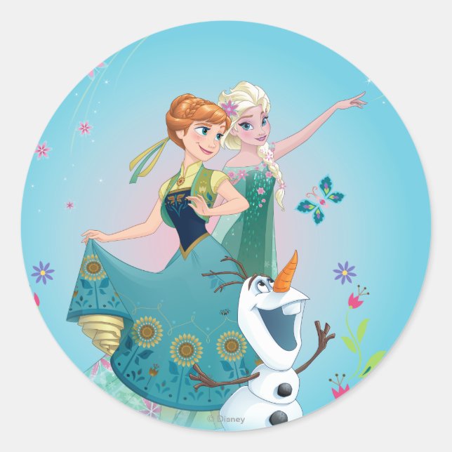 Anna and Elsa | Celebrate Sisterhood Classic Round Sticker (Front)