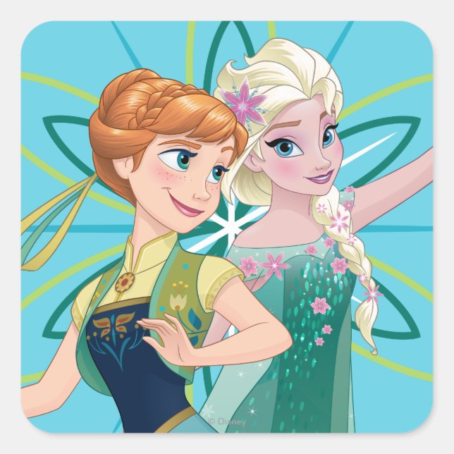 Anna and Elsa | Celebrate Sisterhood Square Sticker (Front)