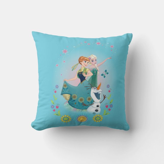 Anna and Elsa | Celebrate Sisterhood Throw Pillow (Front)