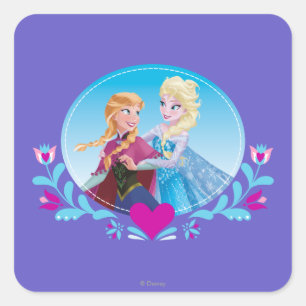 Anna and Elsa   Embracing Square Sticker