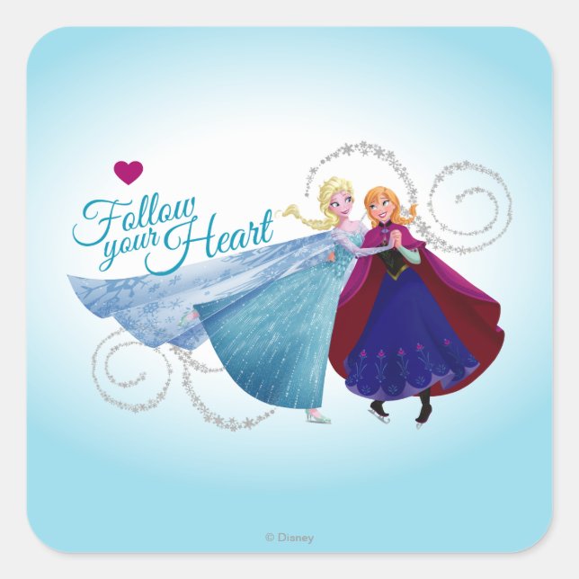 Anna and Elsa | Family Love Square Sticker (Front)