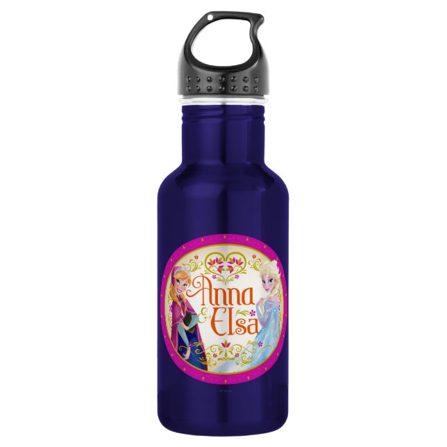 Anna and Elsa | Floral Frame 532 Ml Water Bottle (Front)