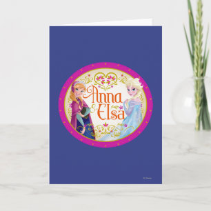 Anna and Elsa Floral Frame Card